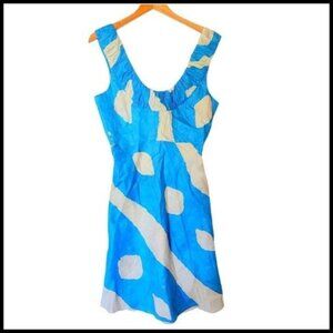 Lauren Pierce Dress A Line‎ Blue Cream Sleeveless S Small NWT